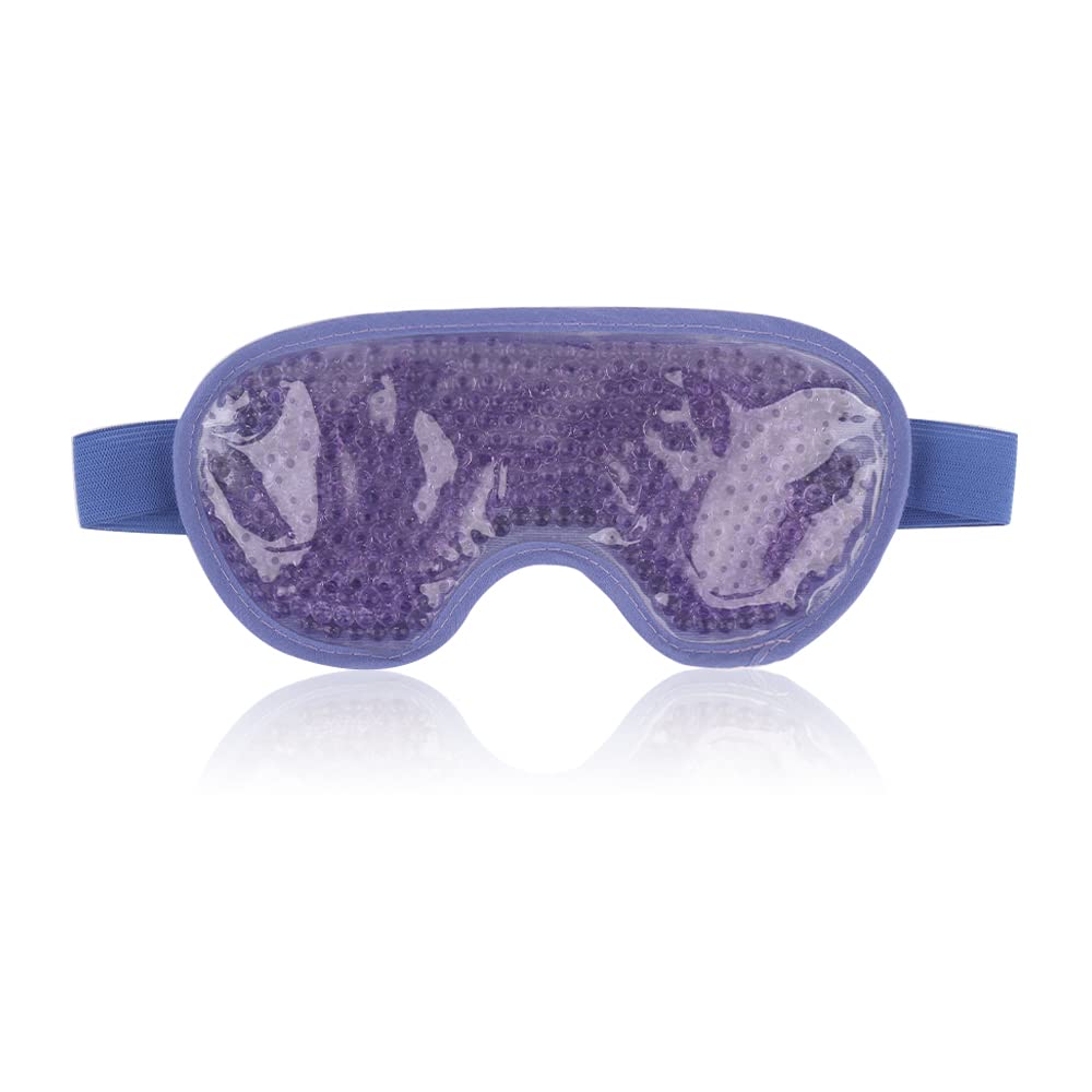 NEWGO Cooling Eye Mask for Puffy Eyes, Reusable Hot Cold Therapy Gel Cold Eye Mask for Migraine, Headache, Dark Circles, Dry, Swollen Eyes, Sinus Pain-Violet Blue