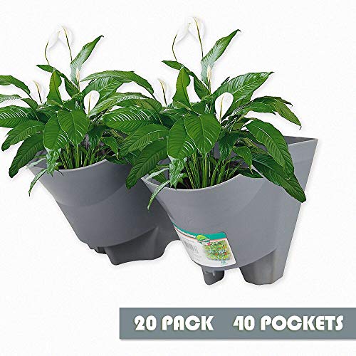 Homes Garden Vertical Wall Planter Gray 40 Pockets (20 Planters) Garden Living Wall-Mounted Pot for Yard Home Office Outdoor Indoor #4223-US