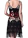 Vijiv Women's Adjustable Strap Gradient Sequin Fringe Dance Party Dress, Black, XS/S