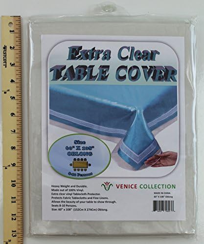 Venice Collection Extra Clear and Durable Heavy Weight Tablecloth Protector 100% Vinyl 60" X 108" Oblong