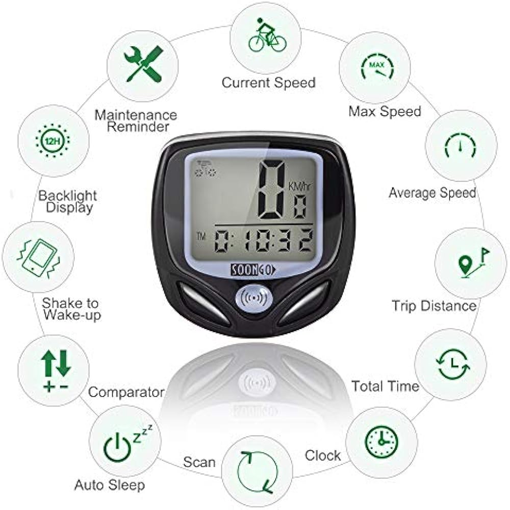 Bike Speedometer, Bicycle Wireless Computer Waterproof Odometer