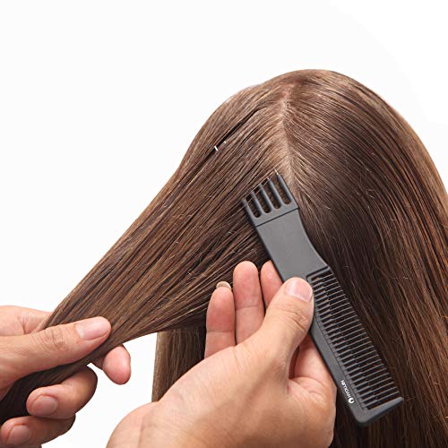 HYOUJIN 615 Black Carbon 5 Metal Prong Styling Comb Lift Teasing Comb 100% Anti static 230℃ Heat Resistant for parting separate section bun hairstyle...