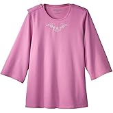 Women’s Open Back Adaptive Warm Winter Weight Top for Seniors - 3/4 Long Sleeve Scoop Shirt