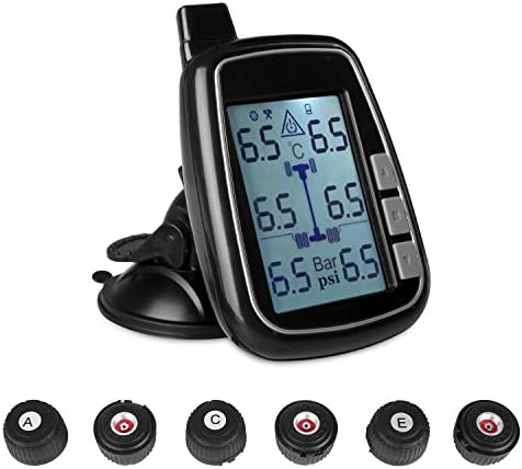 ZJEGO Tire Pressure Monitoring System for RV Wireless TPMS with 6 External Sensors, Suction Cup Mounting