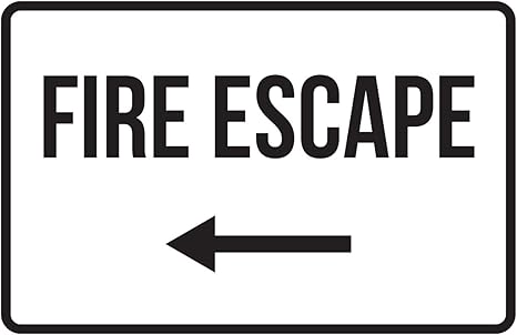 Amazon Fire Escape 左矢印 駐車禁止ビジネス安全交通標識 黒 12x18 12 X 18 ブラック Sl3502 Icp Metal インテリア オンライン通販