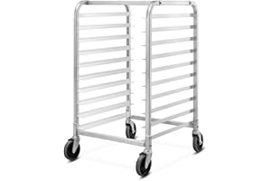 PETSITE 10 Tier Sheet Pan Rack, Commercial Aluminum Full & Half Bun Pan Bakery Rack with Brake Wheels for Restaurant Home Kitchen…