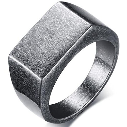 Jude Jewelers Retro Vintage Style Stainless Steel Signet Ring (Grey, 12)