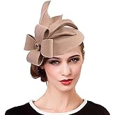 HIMESPORT Wool Felt Flower Elegant Fedora Hats Women Fascinators Wedding Hat Pillbox Hats Formal Church Derby Dress Fedoras