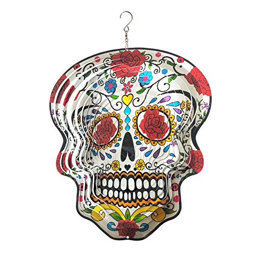Download Fonmy Kinetic 3d Metal Garden Wind Spinner Quality Hanging Ornament For Home And Garden 12inch Mandala Rose Sugar Skull Wind Spinners Pricepulse