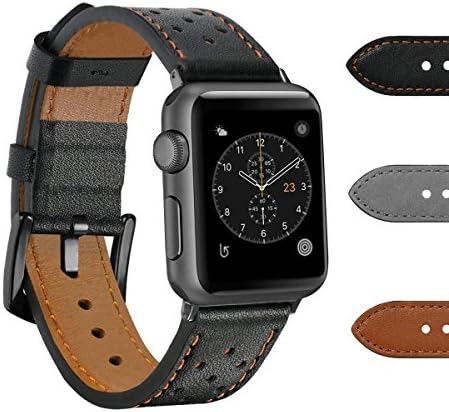 Rockvee Compatible Apple Watch Band, Vintage Genuine Leather iWatch Replacement Bands Apple Watch Series 4 (40mm/44mm) Series 3 Series 2 Series 1 (38mm/42mm)