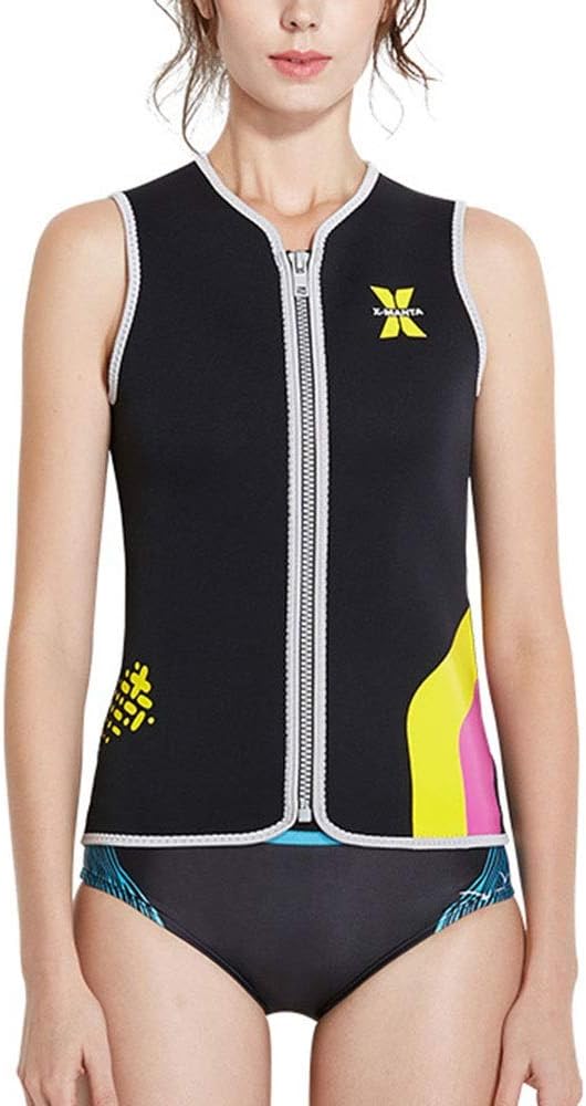 YuYzHanG Women's Wetsuits Women's Neoprene Wetsuit Jacket Short Wetsuit Top With Chest Zipper Womens Surf Suit (Color : Black, Size : M)