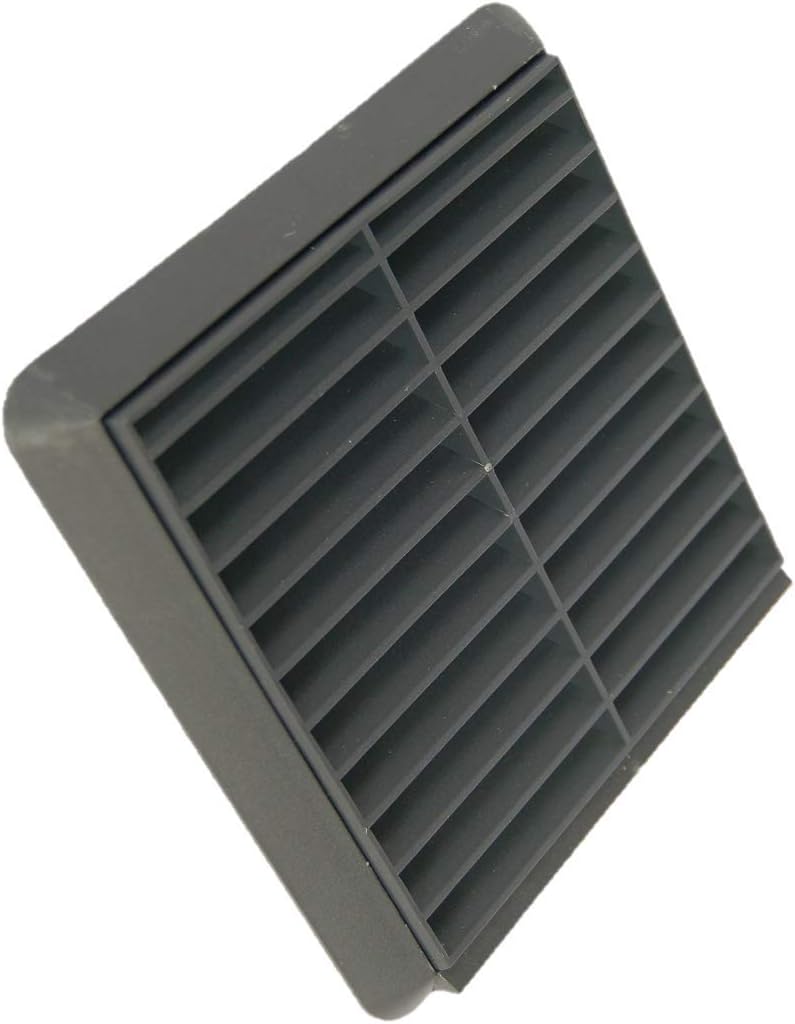 Fixed Louvered Wall Vent Grille 100mm / 4" Grey Anthracite RAL 7016 External Exterior Ducting Air Round Spigot Fly Screen