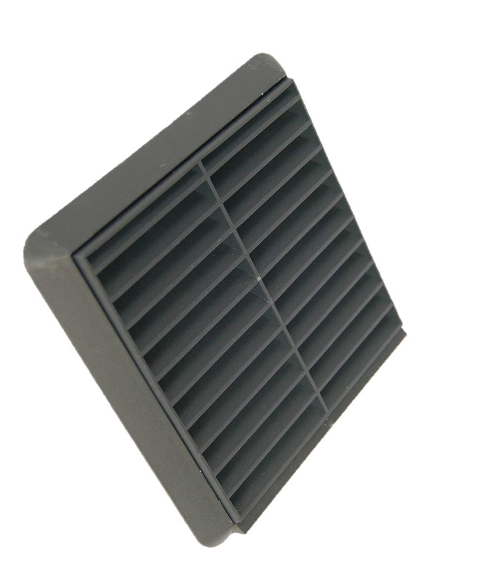 Fixed Louvered Wall Vent Grille 100mm / 4" Grey Anthracite RAL 7016 External Exterior Ducting Air Round Spigot Fly Screen