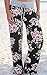 US-straight Women's Floral Print Comfy Stretch Drawstring Palazzo Wide Leg Lounge Pants (M, 0486-Black)