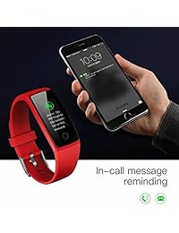 Pulsera inteligente Bluetooth 4.0 resistente al agua con panel de color de 0,96 pulgadas, monitor de presión arterial y frecuencia cardíaca, podómetro, rastreador de actividad deportiva para iPhone XS Max Xs 8 7 6, iPad, Samsung Galaxy S9 S8