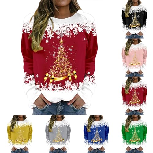 Jbsabotad Christmas Jumpers For Women Fall Long Sleeve Shirts Ladies 2176 Crew Neck Pullover Sweaters Casual Long Sweatshirt Tops Sweaters Fashion Hoodies Winter Casual Outwear Pullover Outfits