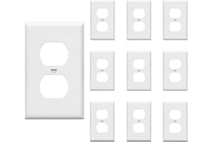 Amerisense Outlet Cover, Duplex Wall Plates, Electric Receptacle Cover, 1-Gang Standard Size 2.76" W x 4.5" H, Glossy White, 