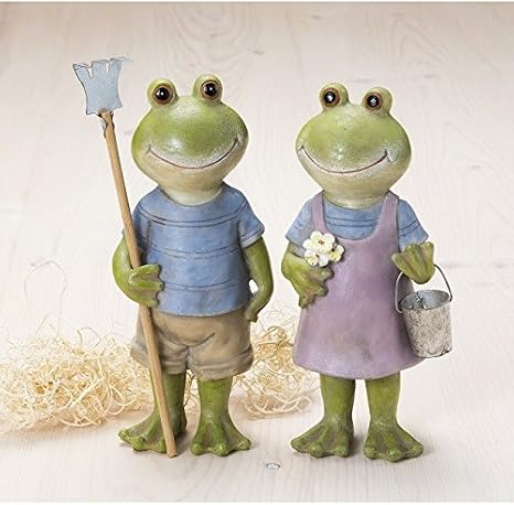 Amazon お庭やベランダ お部屋のアクセントに カエル置物 モディッシュカエル カップル 2種 1個 ガーデンオーナメント 置物