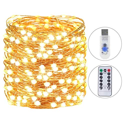 Super Bright Outdoor String Lights Indoor (Upgraded Lamp Beads), Fairy Lights with Remote & 8
