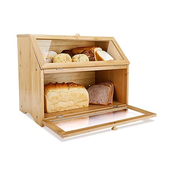 Leader-Accessories-Double-Decker-Bamboo-Bread-Bin-2-Layer-Bread-Box-for-Kitchen-Large-Capacity-Food-Bread-Storage-Retro-39x25x32cm Leader Accessories Double Decker Bamboo Bread Bin 2-Layer Bread Box for Kitchen Large Capacity Food Bread Storage Retro…