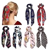 Scarf Hair Tie - Hair Scarf Silk Hair Scrunchies Elastic Hair Ties for Hair Velvet Ponytail Holder Ties No hurt Soft for Women or Ladies Hair Accessories