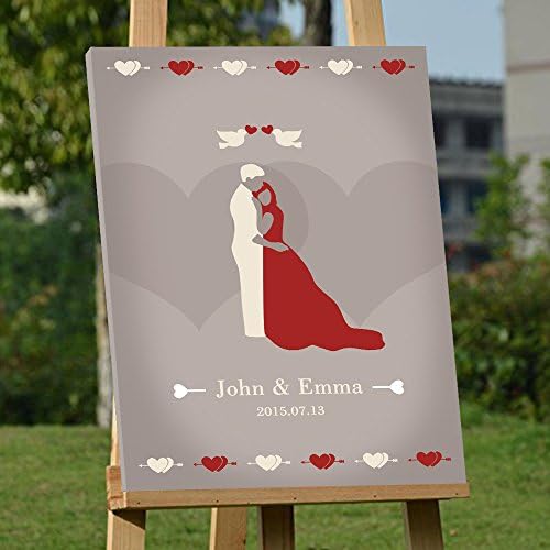 Personalized Wedding Guest Book Double Tree Poster Signature Guestbook Alternative 16x24 Inches Wedding Couple's Canvas Print Custom Wedding Gifts Anniversary Party Gifts