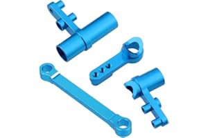 Hobbypark 122057 Aluminum Servo Saver Complete Set Ackerman Plate Blue for Exceed RC HSP Redcat Shockwave Tornado Epx (PRO) S30 Volcano Epx (PRO) S30 1/10 Upgrade Parts 02025 Buggy Truck
