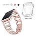 Magnve Bling Band for Apple Watch Band 38mm,Women Stainless Steel Metal Fashion Design Replacement Wrist Strap And Screen Protector, for iWatch Series 3 Series 2 Series 1 Sport (38mm Rose Gold)