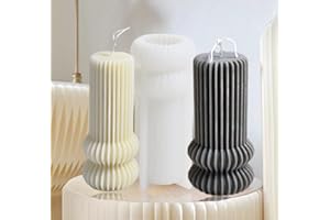TOPYS Striped Pillar Aesthetic Molds, Cylindrical Tall Pillar Candle Mold, Ribbed Twist Geometric Abstract Decorative Striped Silicone Mold for Crafts Aromatherapy Candle Handmade Soap Making(5.3")
