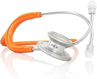MDF MD One Stainless Steel Stethoscope, Adult, Orange Tube, Silver Chestpieces-Headset, MDF77727