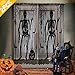 AerWo 2pcs Black Lace Halloween Window Curtains, Spooky Skeleton Spider Web Valance Door Panels Covers for Halloween Holiday Party Decoration, 40 x 84 Inch