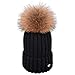Winter Beanie Hats for Women Real Fur Pom Pom Slouchy Beanies Bobble Ski Cap