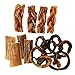 Nature Gnaws Beef & Pork Dog Chew Combo (12 Count) - (4) Braided Bully Stick Bites, (4) Porky Pretzels & (4) Jerky Treats for Small Dogs