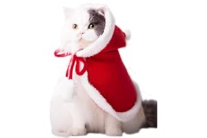 ANIAC Pet Christmas Costume Poncho Cape with Hat Santa Claus Cloak for Cats and Small Dogs Red Christmas Dog Costume Holiday Cat Outfit (Small)…