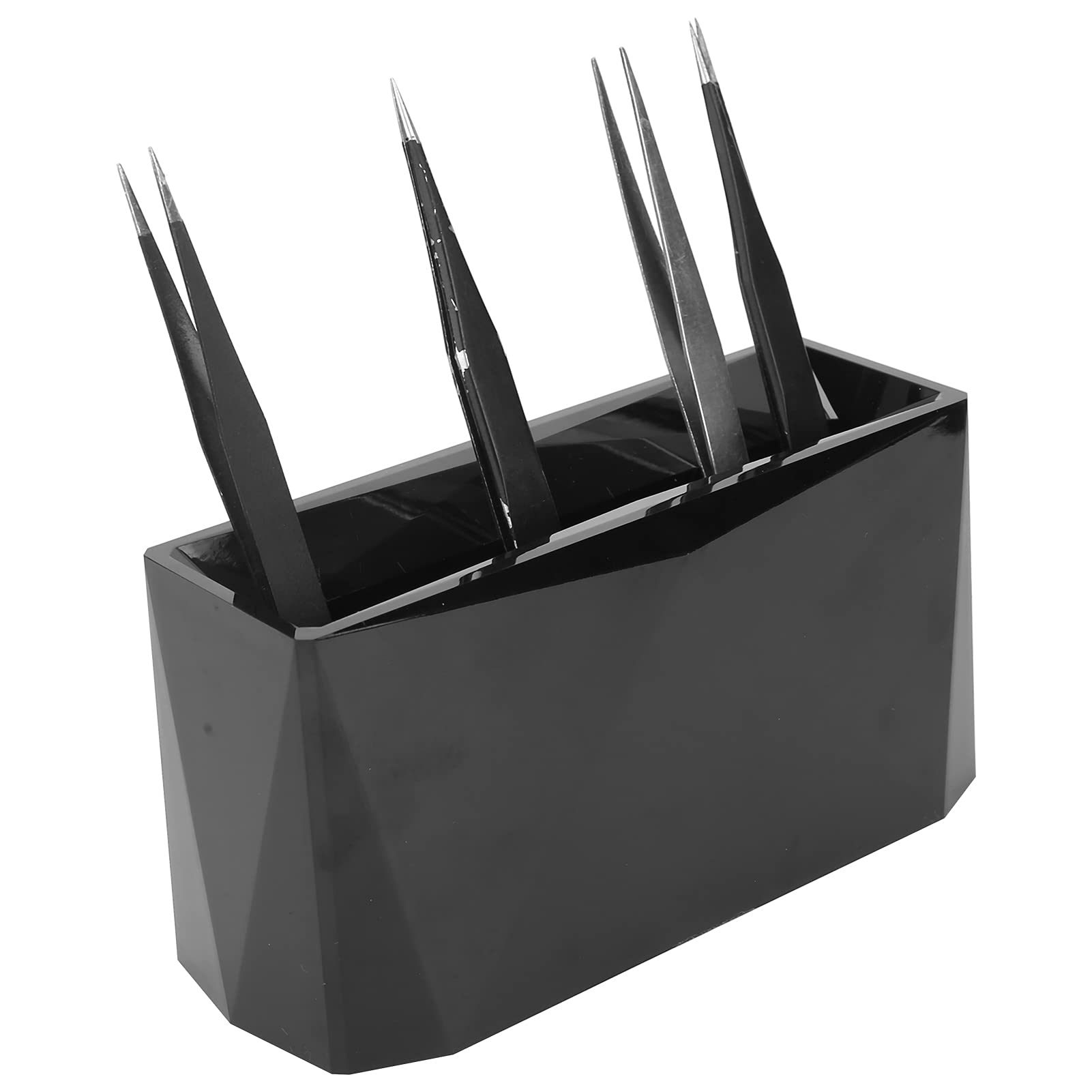 6 Holes Eyelash Extensions Tweezers Stand Holder, Tweezers Holder Acrylic Eyelash Extension Tweezers Display Stand Rack for Salon Eyelash Extension Supplies Accessories Tools (Black)