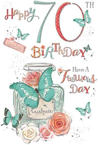 Biglietto 70 Compleanno Per Donna Con Fiore E Inserto Completo Di Frasi Amazon It Casa E Cucina