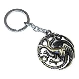 Graceful Goods GOT 3 Headed Dragon Keychain. Antique Gold Tone