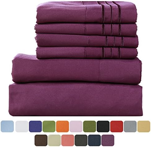 TasteLife 105 GSM Deep Pocket Bed Sheet Set Brushed Hypoallergenic Microfiber 1800 Bedding Sheets Wrinkle, Fade, Stain Resistant - 4 Pcs(Purple, Twin)