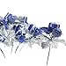 Factory Direct Craft Set of 12 Royal Blue and Silver Christmas Floral Picks for Indoor Decor