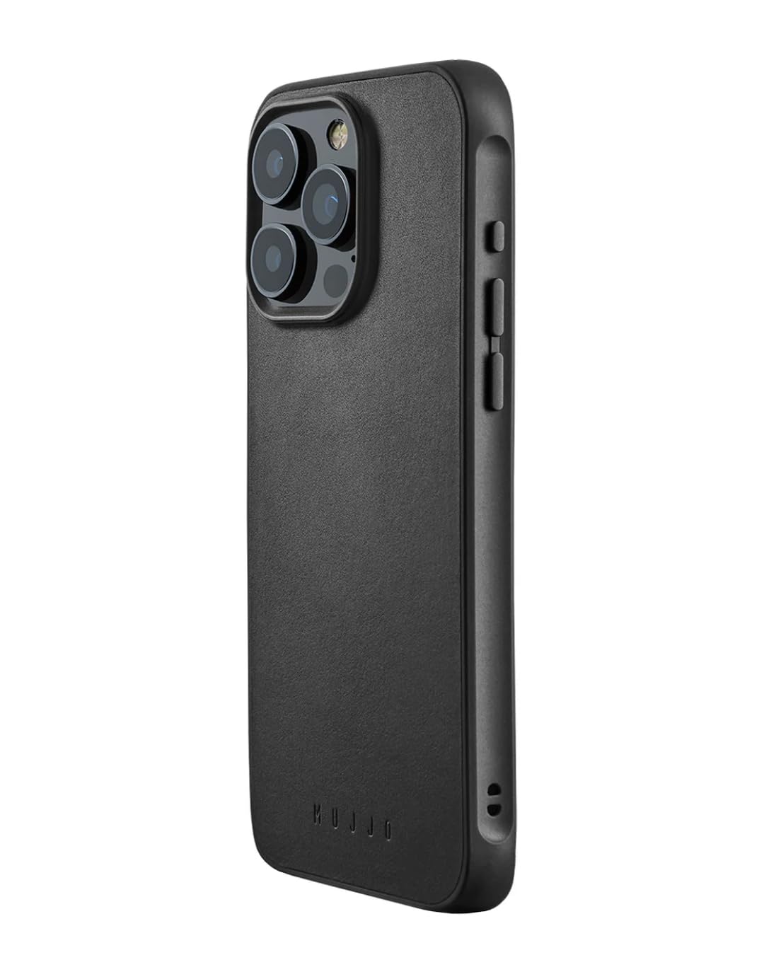 Mujjo Shield Leather Phone Case - Fits iPhone 15 Pro - Ultimate Impact Resistance - Premium European Leather Case - MagSafe Compatible - Slim Profile - Made with Recycled Materials Black