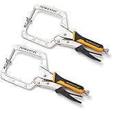 POWERTEC Pocket Hole Clamp, Quick Release 12�� Right Angle Clamp for Pocket Hole Joinery, Vise Grip Clamps w/Ergonomic Grip & 