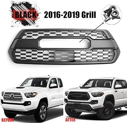 New Front Grill Replacement Compatible with 2016 2017 2018 2019 Tacoma,Including SR5,SR,Limited,TRD Off-Road, TRD Sport,TRD PRO Grille Black(Including six Silver letters)