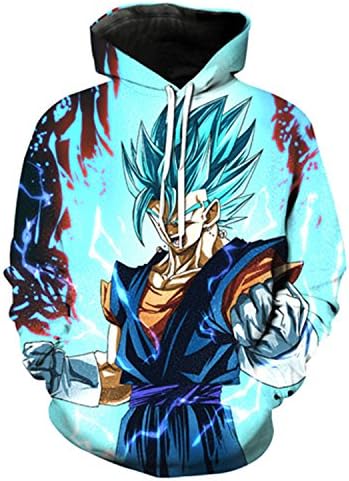 Stroggl Mens 3D Hoodies Sweatshirt Dragon Ball Z Super Saiyan Print Pullover Soft