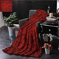 SSKJTC Maroon Sofa Throw Blanket Double-Sided Printing Classic Ancient Nature Leaf Bed Sleeping Travel Pets Reading W60 xL80