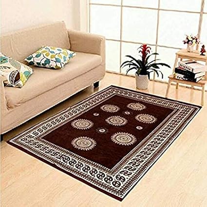 STOP N SHOPP Zeometric Ethnic Velvet Touch Abstract Chenille Carpet (5Feet X 7Feet) Multi