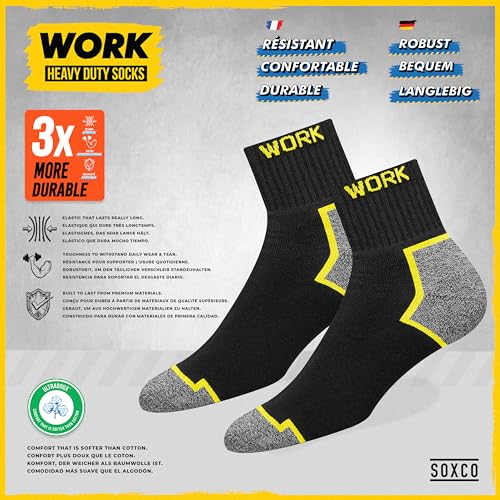 SOXCO 10 Pairs Mens Work Socks Reinforced Quarter Long Short Socks WORK Socks