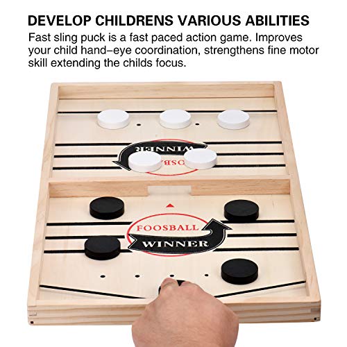 Slingshot Board Game, Wooden Desktop Hockey Game Fast Sling Puck Game
