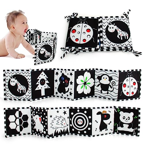 Cawgug Black and White Books High Contrast Baby Toys 06 Months Baby