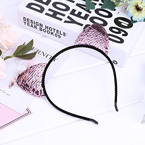 image for TiaoBug Color Changing Glitter Kitty Headbands Cat Ear Hair Hoops for 