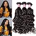 Donmily 10A Remy Brazilian Natural Wave Hair 3 Bundles 100% Unprocessed Brazilian Virgin Human Hair Weft Cheap Wavy Hair Weave Natural Color (12 14 16)